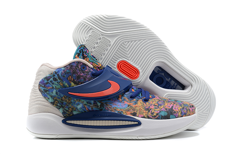 Nike KD 14 Colorful Blue Orange White Shoes